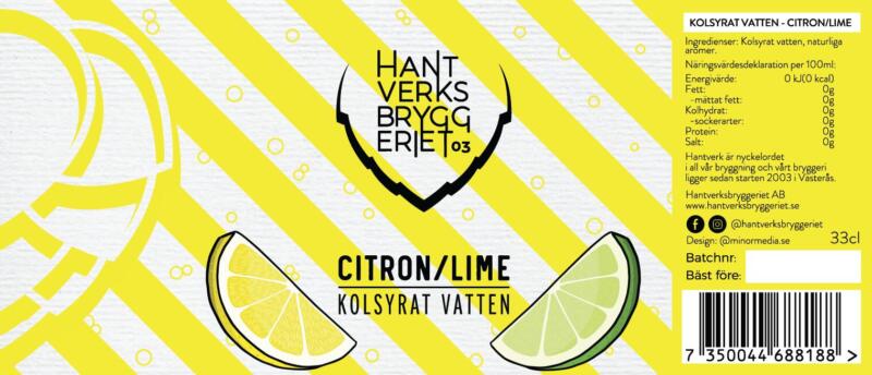 Hantverksbryggeriet - Kolsyrat vatten Citron/Lime
