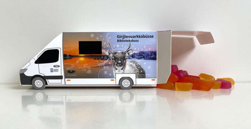 Minibuss som förpackning med godis.