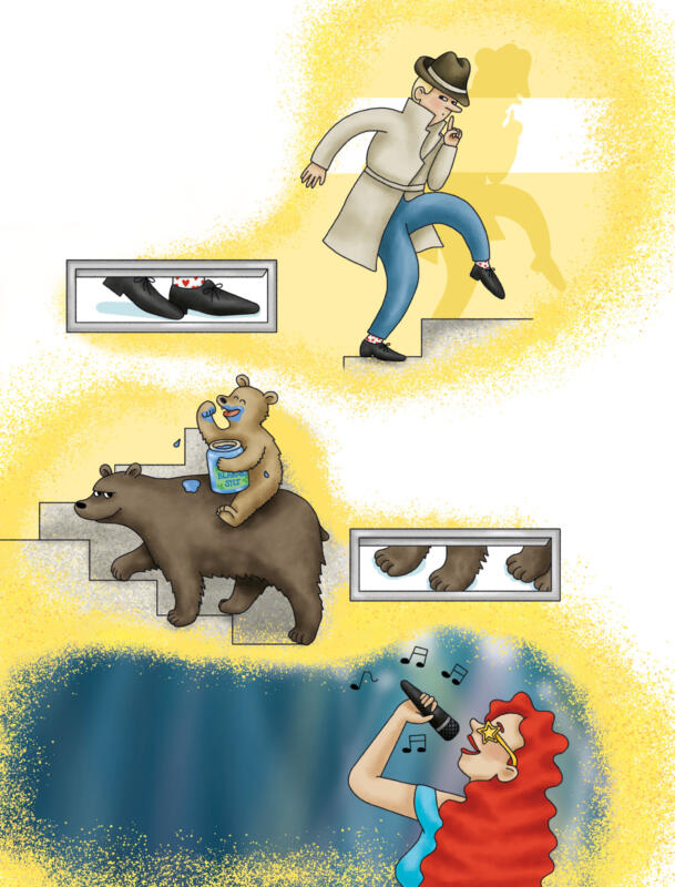 Illustration till bilderbokens inlaga. Vilka är Ahmads nya grannar?