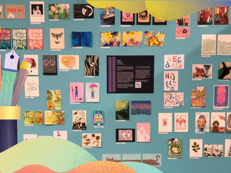 Bild av teckningar på vägg på Bokmässan i Göteborg.