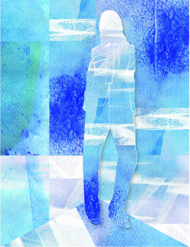 Fashion Illustration of Derek Lam 10 Crosby Pre Fall 2015 collection denim set using water color textures and Adobe Illustrator.