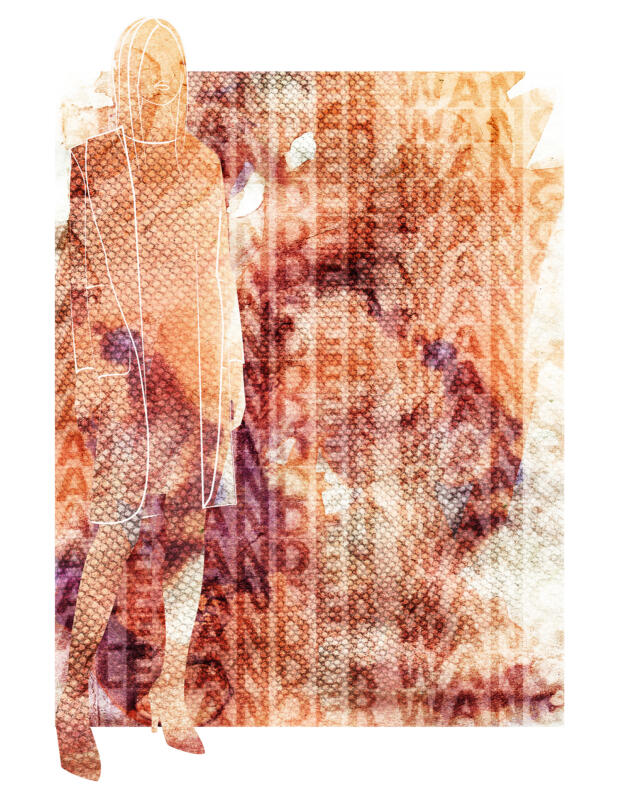 Fashion Illustration of Alexander Wang Pre Fall 2015 collection using water color textures and Adobe Illustrator.