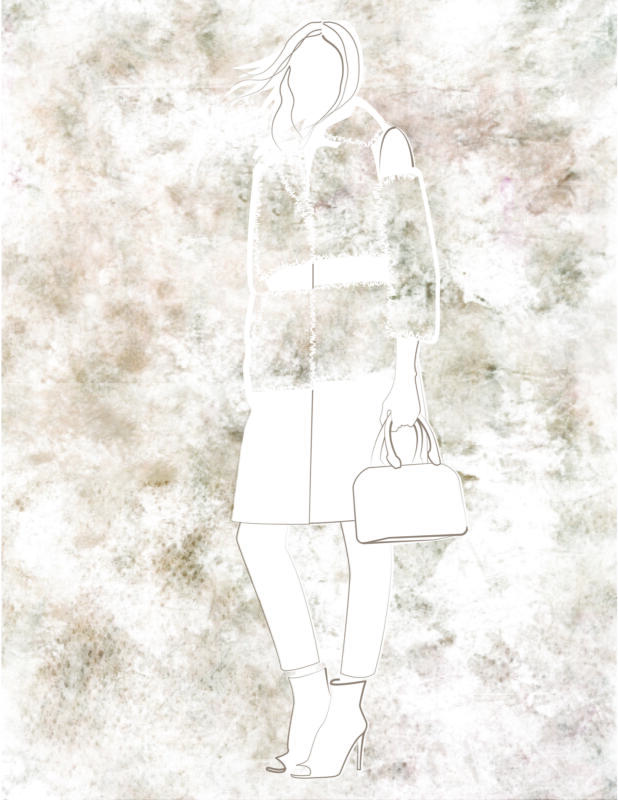 Fashion Illustration of Burberry Pre Fall 2015 collection sherling coat using water color textures and Adobe Illustrator.