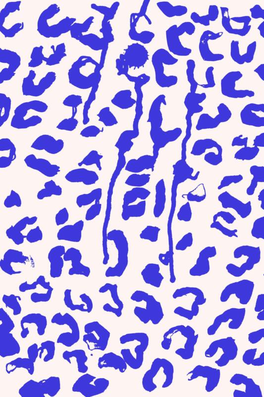 Zebra pattern textile design, klein blue ink. Surface design. 