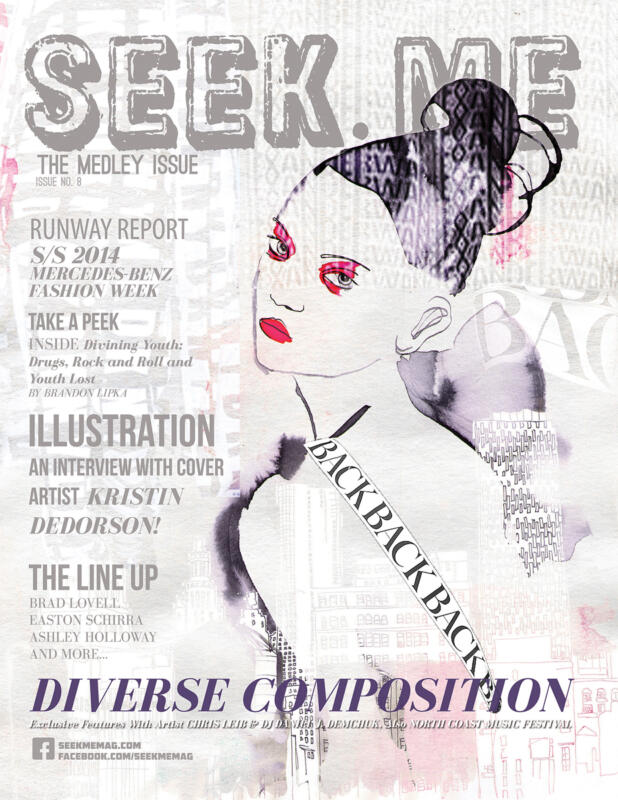 Fashion illustration of high fashion model in an urban environment for a cover of a New York based fashion magazine. 