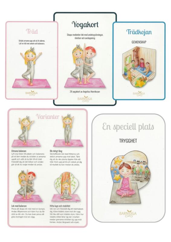 Kortlek med yogapositioner för barn