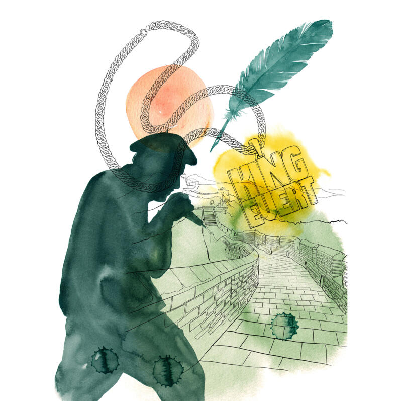 Illustration av Evert Taube som rappare.