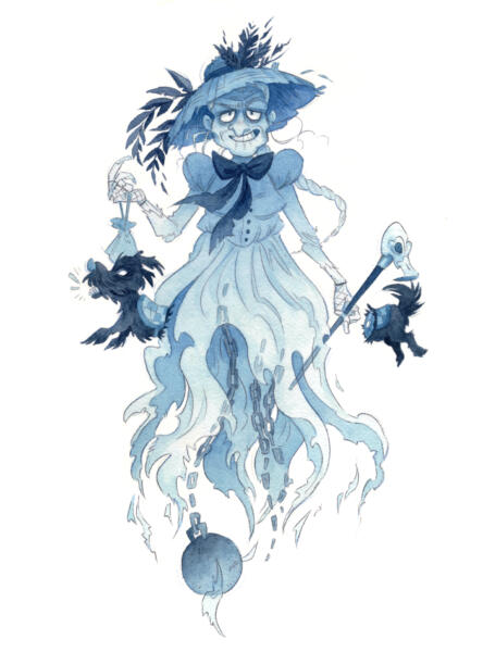 Illustration av ett elakt spöke