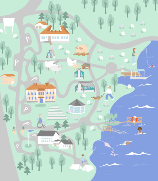 Illustrated karta över Hedåsgården i Sandviken