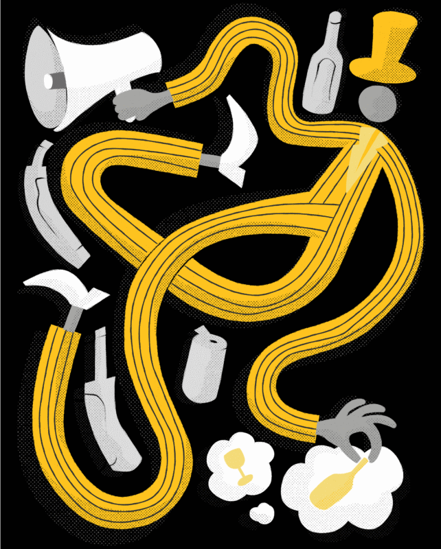 Illustration of figure representing promotion of alcohol