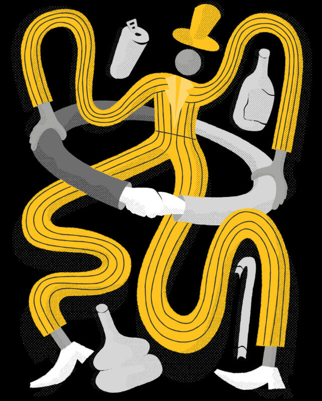 Illustration of figure representing lobbying by the alcohol industry