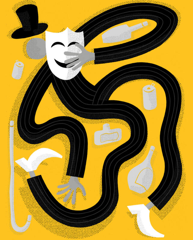 Illustration of figure representing manipulation done by the alcohol industry