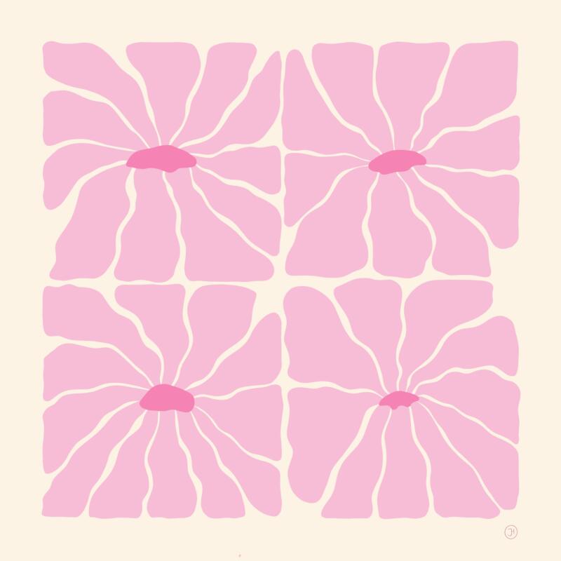 Blommor i rosa, mönster och design. Färgstarka blommor som känns som ett designmönster.