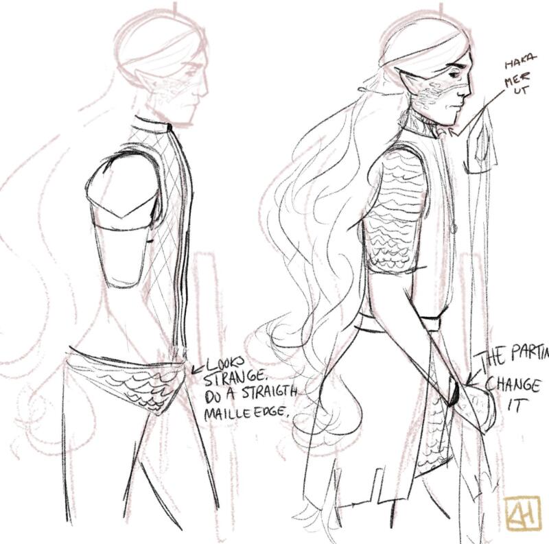 Digital skiss som utforskar olika former av rustning på skogsalven.