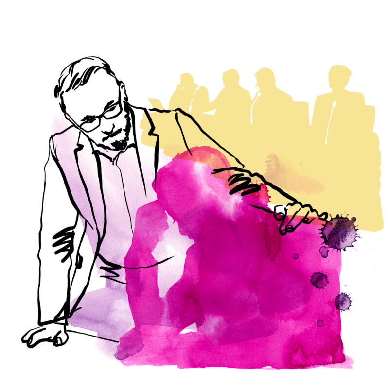 Illustration i tusch och akvarell till tidningen Advokaten