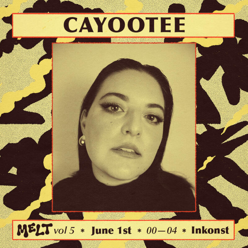 Instagram post with the DJ CAYOOTEE for Melt vol 5 club at Inkonst, designed by Skinny Gonzales.