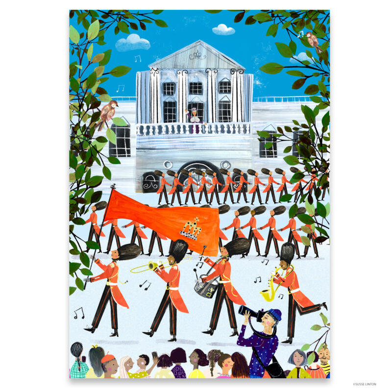 A illustraion of the Kings Guard London by  illustrator Susse Linton