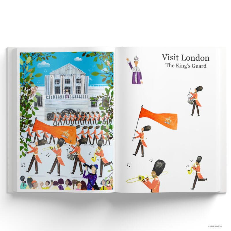 Kings Guard London Book Spread illustration by illustrator Susse Linton