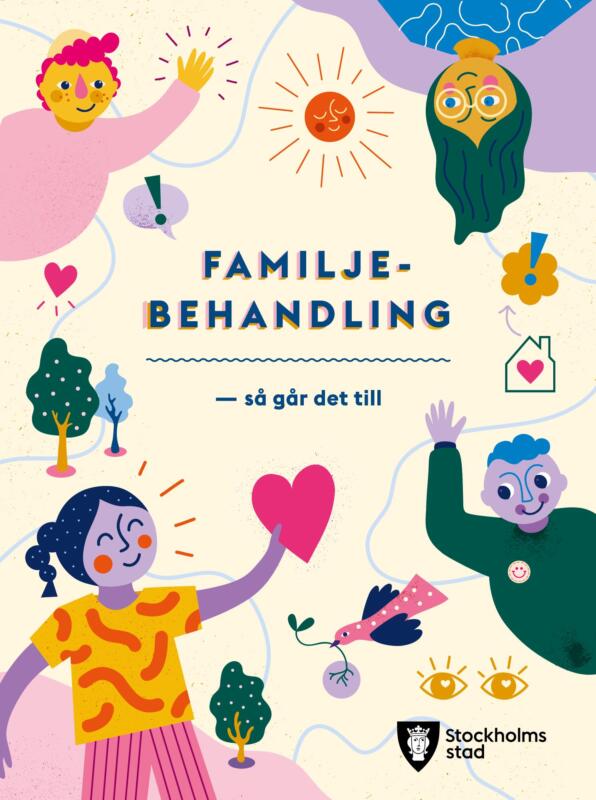 Ungdomar och människor i ett kollage tillsammans med illustrationer av träd, hjärtan, fågel, ögon och grafiska symboler. Bilden är positiv och inbjudande. Människorna har ett nomrkritiskt utseende.