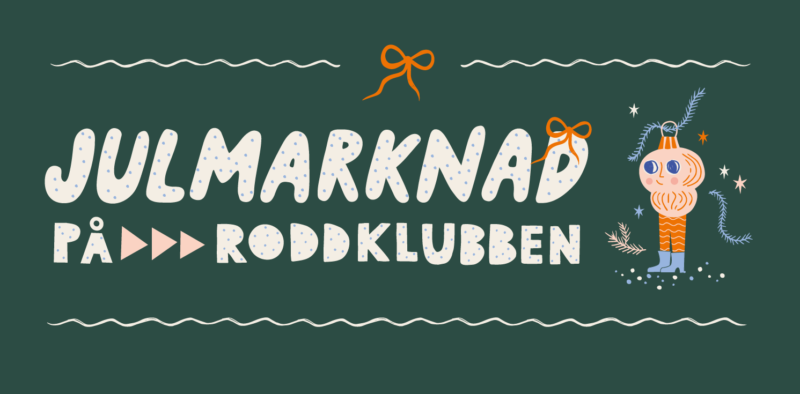 Profilbild med handskriven typografi, julgran, julstjärna, figurer, godis, kotte, rosett, julpynt, varm choklad och paket. Illustrationen har en lekfull och grafisk stil.