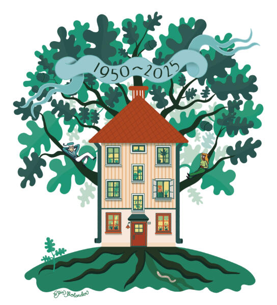 Hus som ligger i en grönskande ek