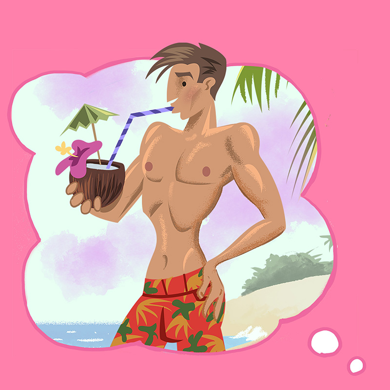 gay illustration sexy man beach RFSL