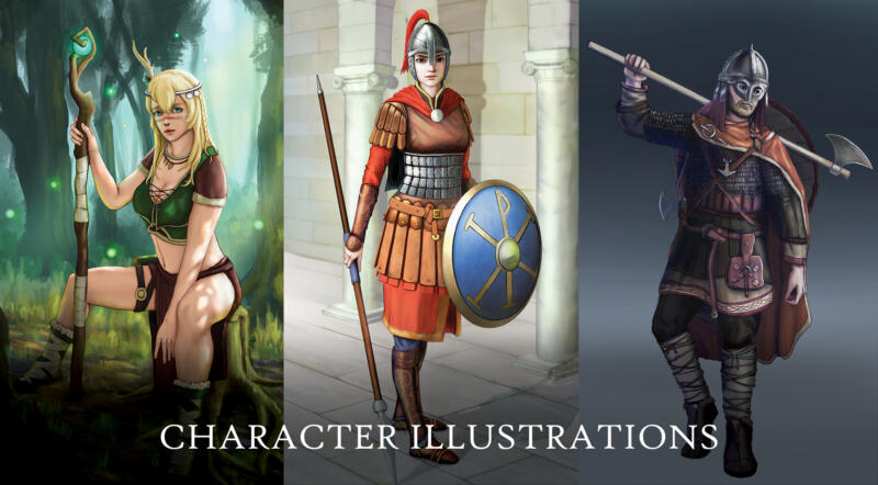 fantasifulla karaktärer i medeltid och fantasyvärld med rustningar svärd 