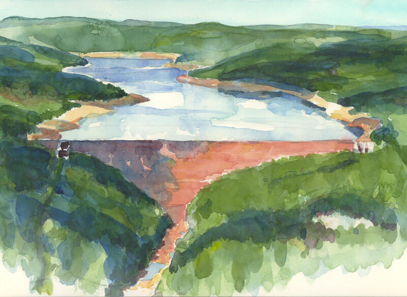 Water Color Trängslet Älvdalen Dalana