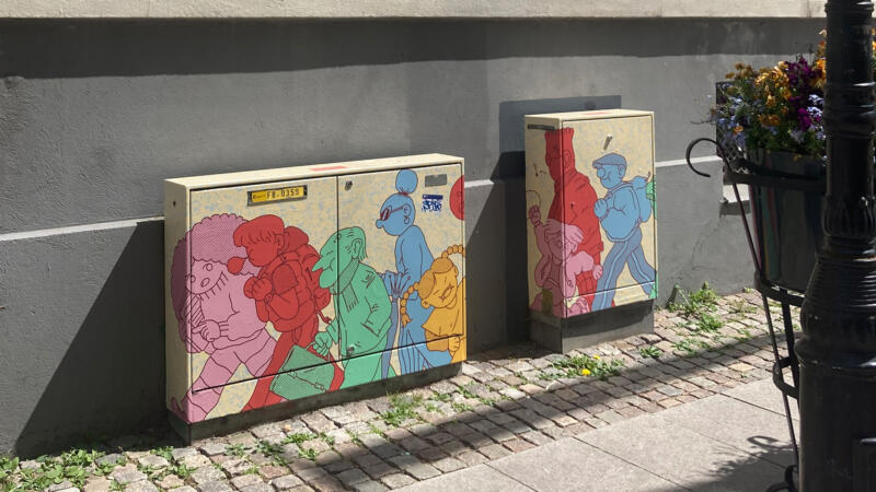 Elskåp på Bruksgatan i Helsingborg av konstnär och illustratör Skinny Gonzales