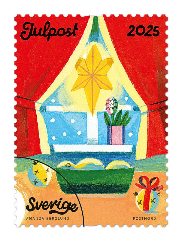 Frimärke julstök enskilt motiv med fönster