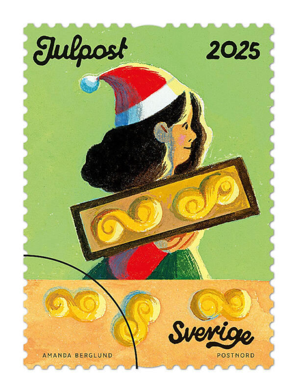 Frimärke julstök enskilt motiv med julbak