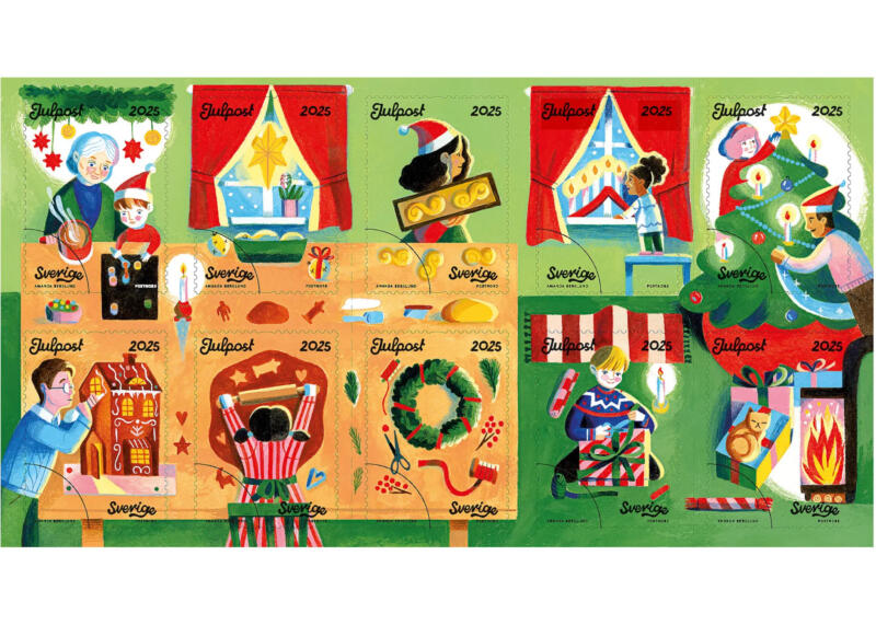 Frimärkshäfte med julmotiv julstök