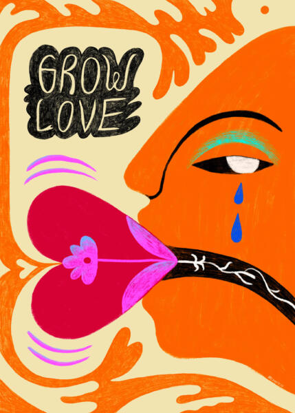 Illustration av Amandah L'Narte om längtan efter ett bredare fredsspråk.