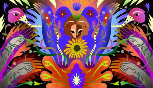 Illustration på temat "Våld mot kvinnor" för Amnesty's kalender om perpektiv på rättvisa 2026.