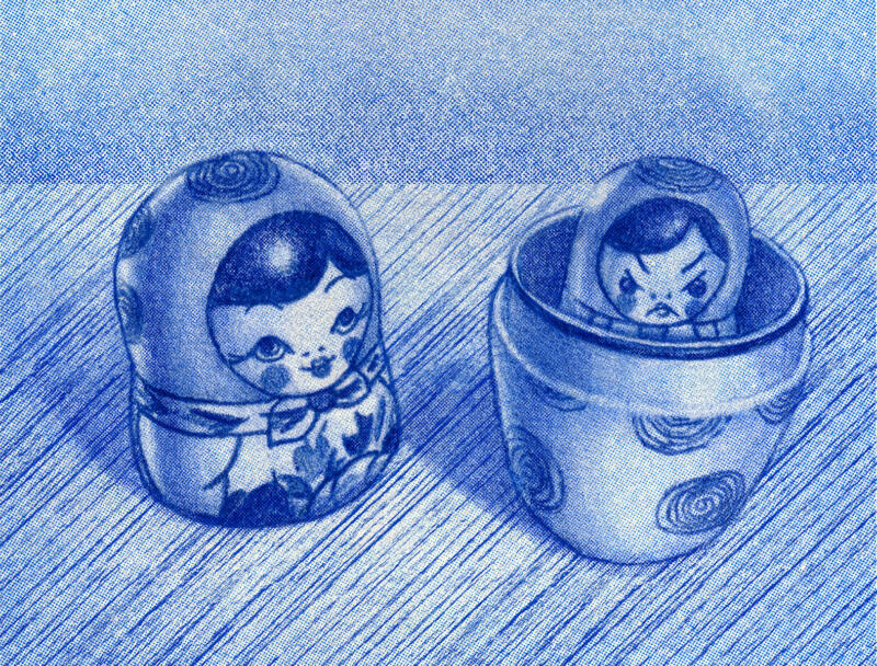 Illustration for the Dutch university Universiteit Leiden’s magazine Leidraad, by an article on hybrid warfare, sabotage, and threats from Russia.