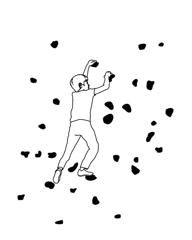 Person klättrar på klättervägg.