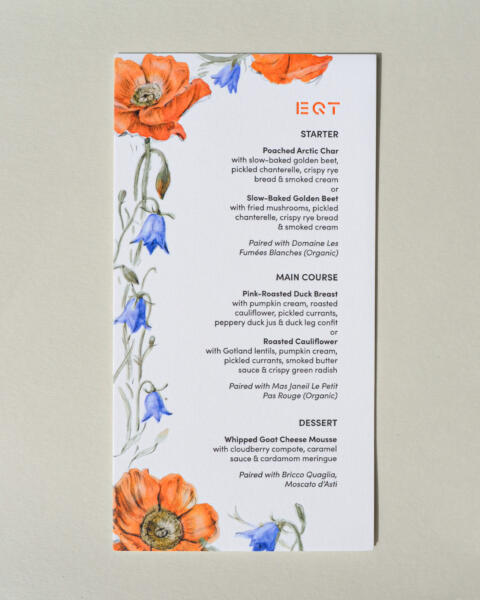 EQT Menu design mixed media letterpress