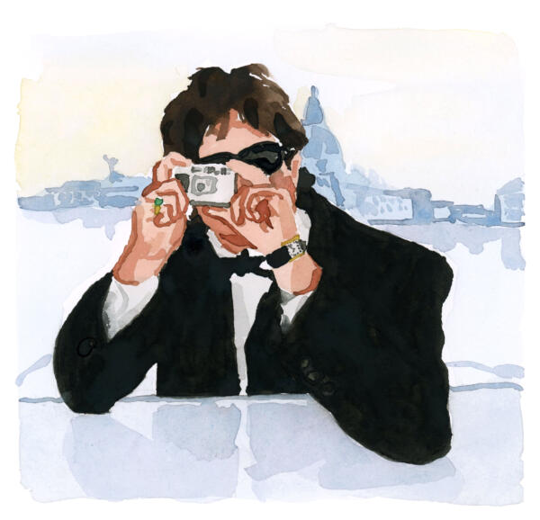 Illustration/painting of Jacob Elordi Venice Cartier Tank Louis