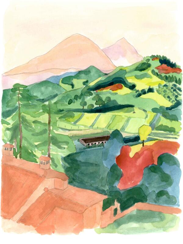 Målning landskap Umbria, Italien