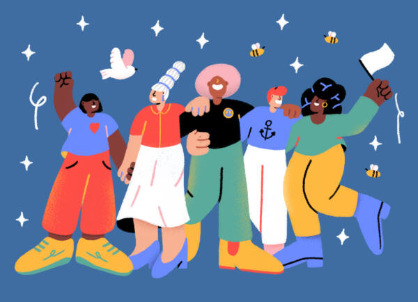 illustration showing international law a group of people representing its different aspects