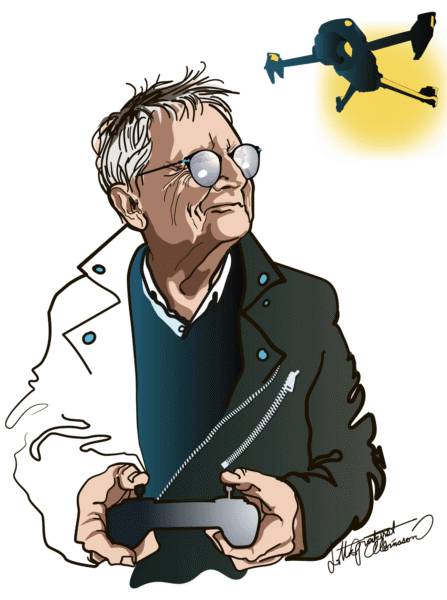 porträtt, person, redaktionellt, fotograf, drönare, glad man, äldre man, profil, karaktär, porträtt avbild, yrke