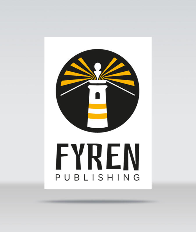 En logotype föreställande en fyr och en läsare där strålarna även är boksidor