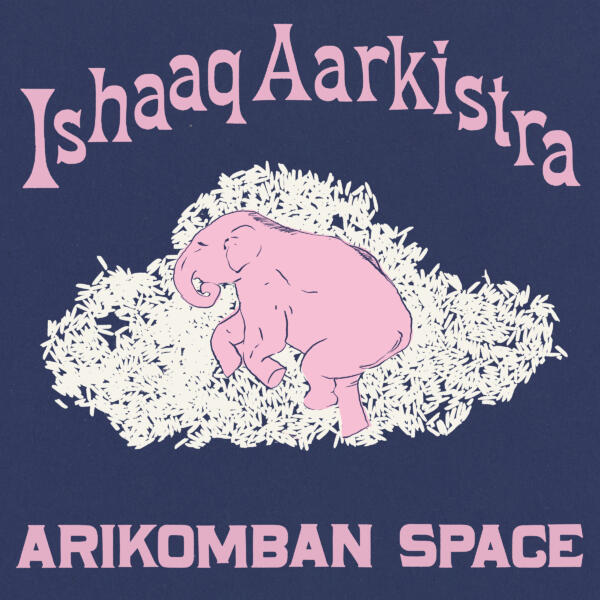 Framsida av det screentryckta LP-omslaget till Arikomban Space, utgiven 2026 av Dia-Dia/Lost Map Records.
