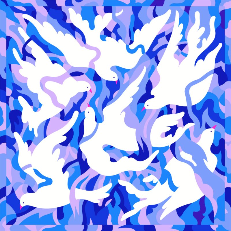 Abstrakt vektorillustration av duvor i mönster