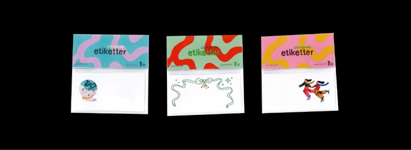 Gif av etiketter med olika julmotiv