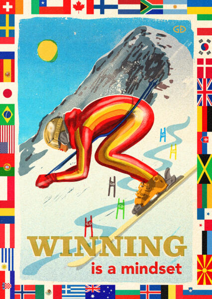 One of four posters for skiwear company GOLDBERGH and their Winter Olympic Games, Cortina 2026- collection