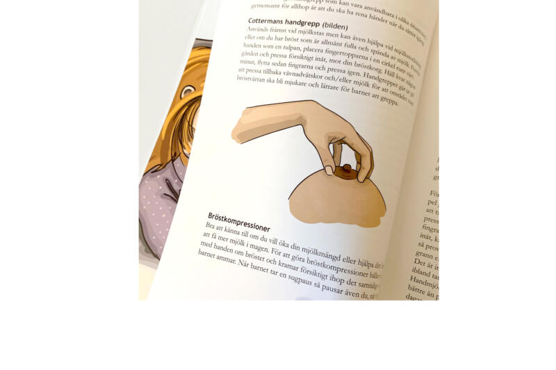 Digital illustration of the nursing technique Cotterman's hold.