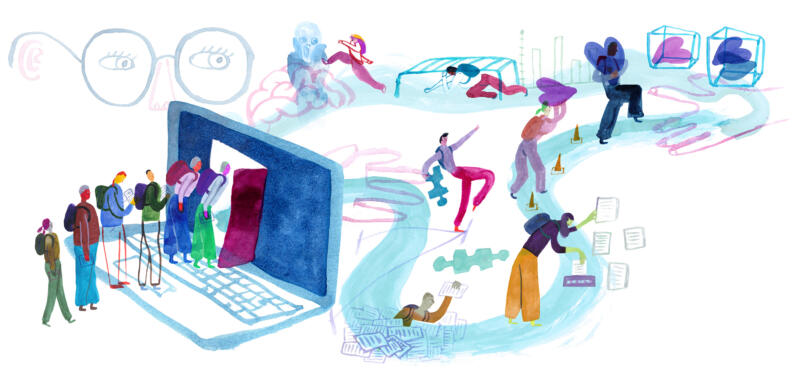 Illustration över digital praktik för psykologstudenter 