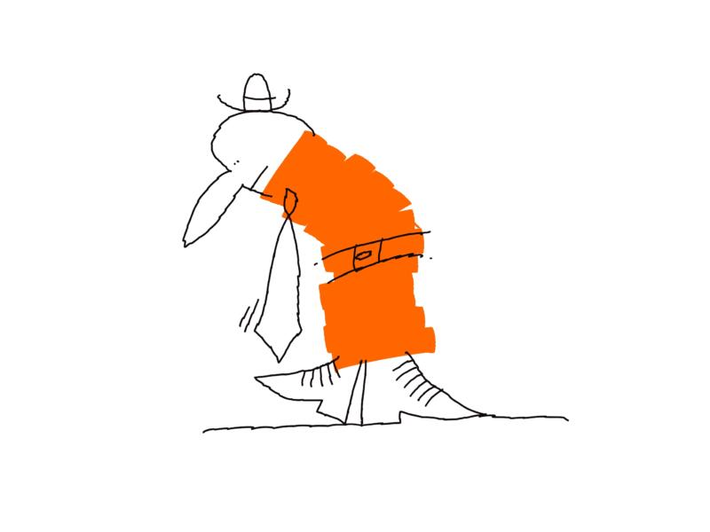 Illustrerad karraktär med orange kropp