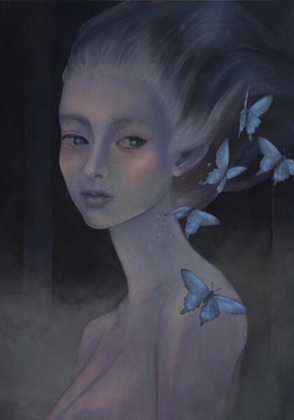 Drömskt porträtt av en eterisk kvinna